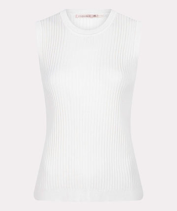 Esqualo Off White Sleeveless Ribbed Top