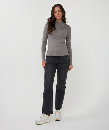 Esqualo Ribbed Lurex Mock neck Top