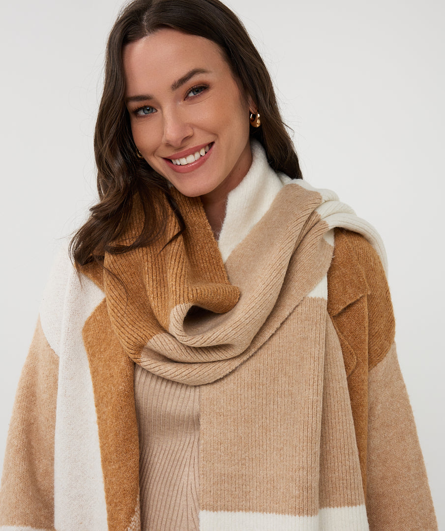 Esqualo Sand Colour Block Scarf