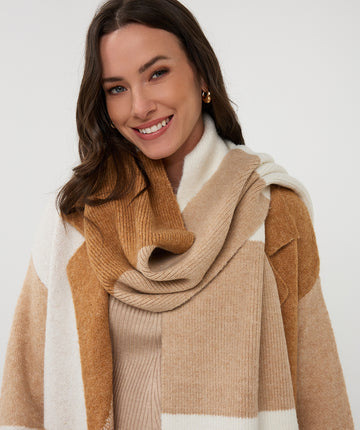 Esqualo Sand Colour Block Scarf