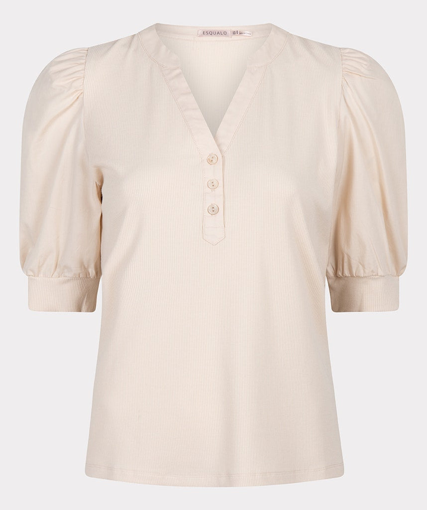 Esqualo Sand Wide Rib Woven Top