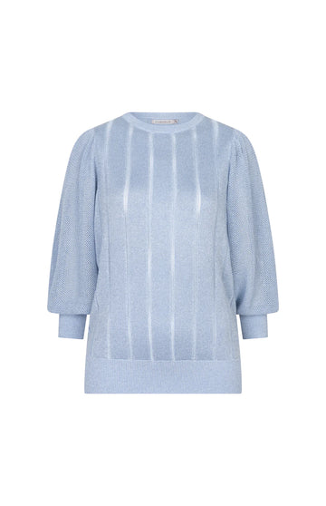 Esqualo Sky Blue Lurex Puff Sleeve Sweater