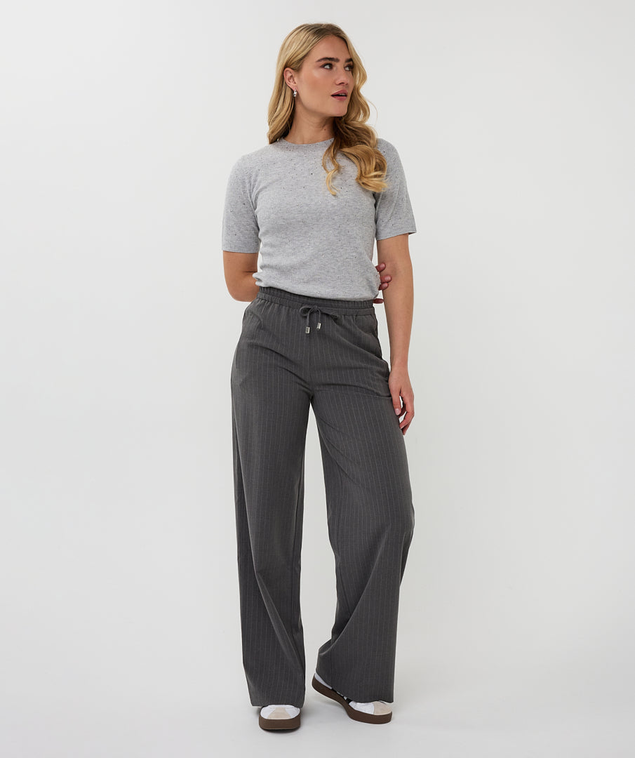 Esqualo Sparkle Ribbed Top Light Grey