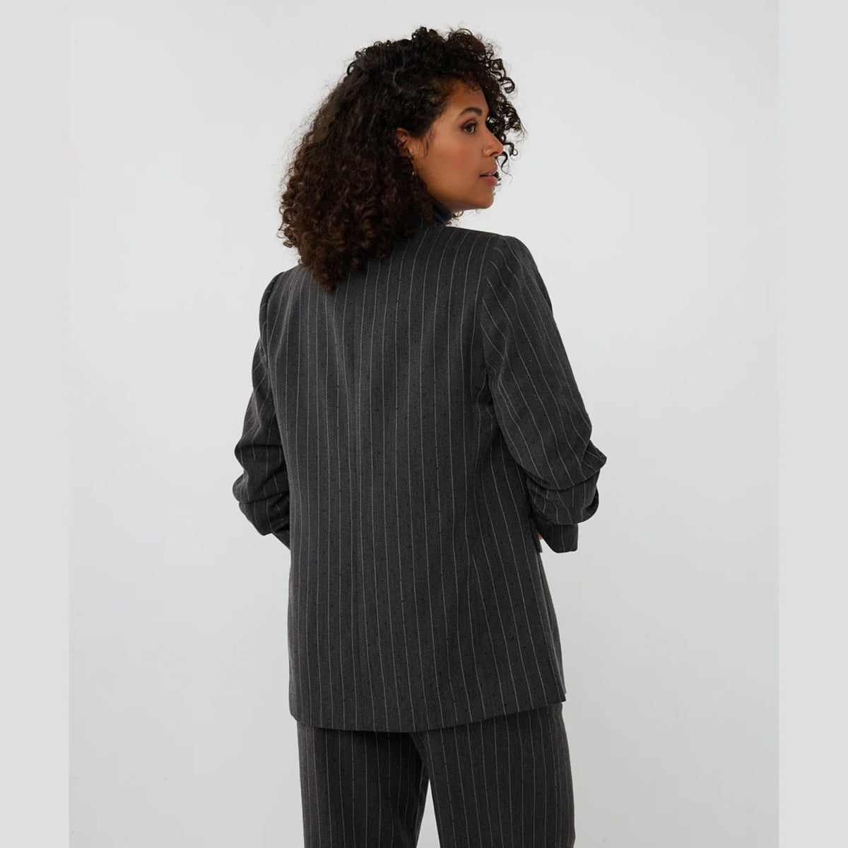 Esqualo Dark Grey Stripe Stud Blazer
