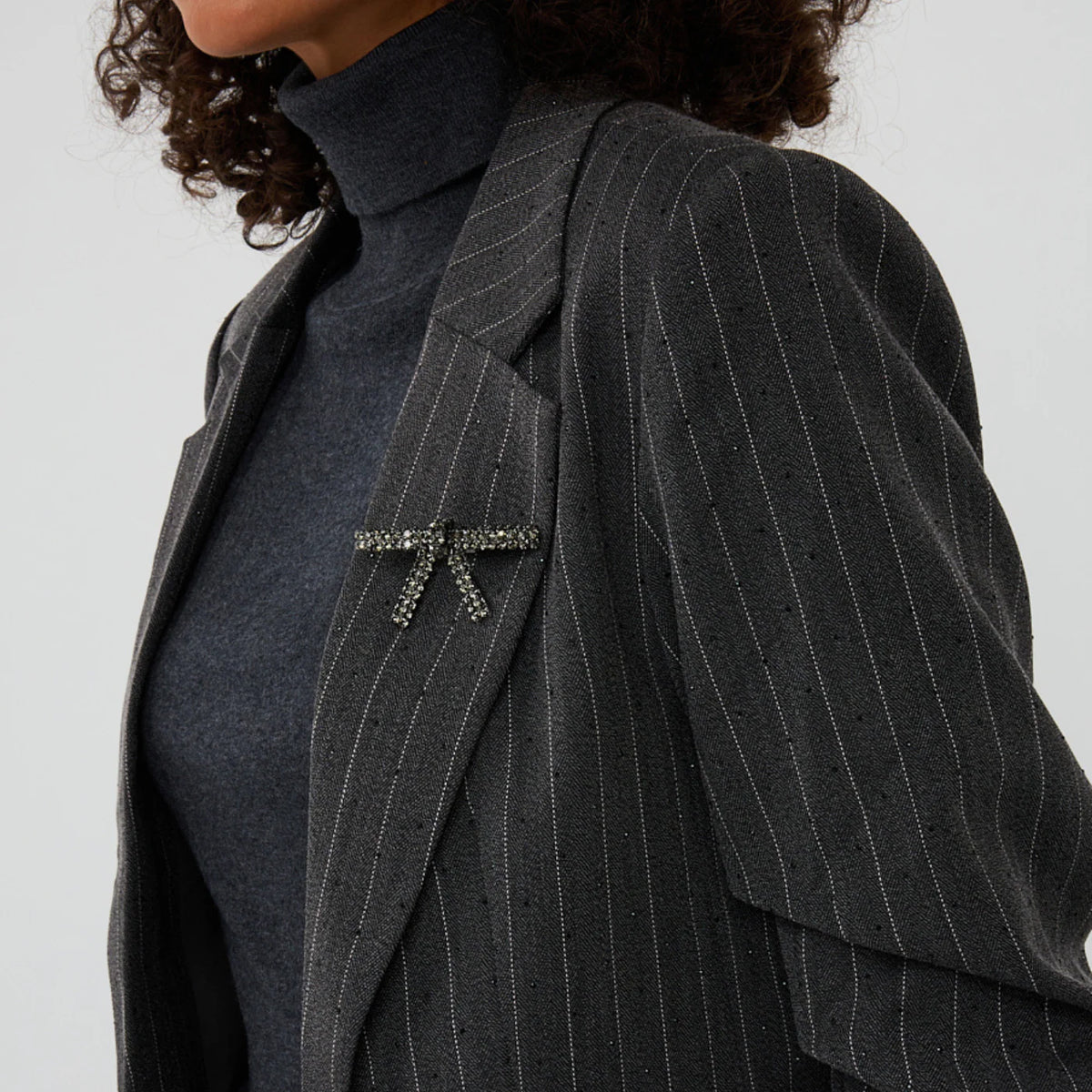 Esqualo Dark Grey Stripe Stud Blazer