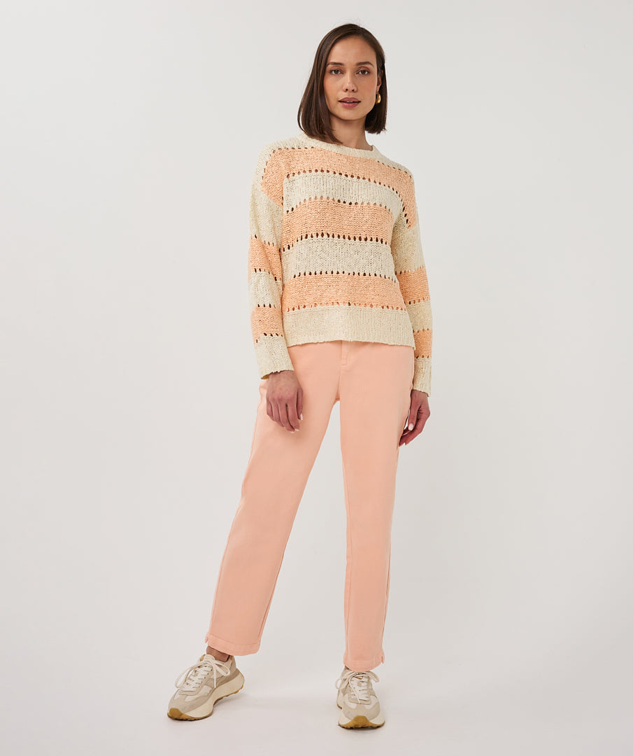 Esqualo Striped Sweater -Ecru/Bellini