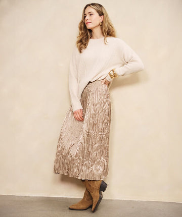 Esqualo Taupe Plisse Changeant Skirt