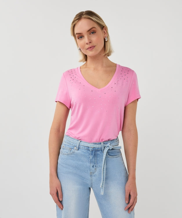 Esqualo V/neck Stones Rose T-shirt