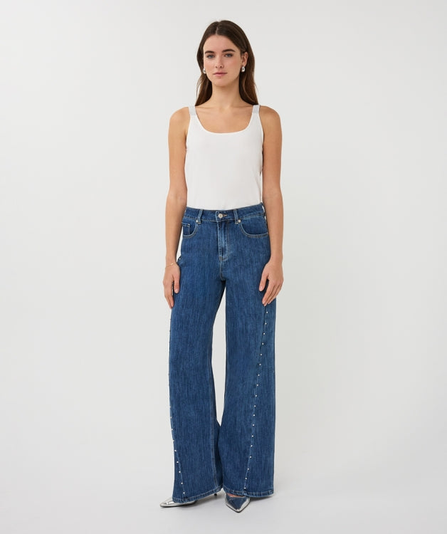 Esqualo White Cami With Lurex Straps