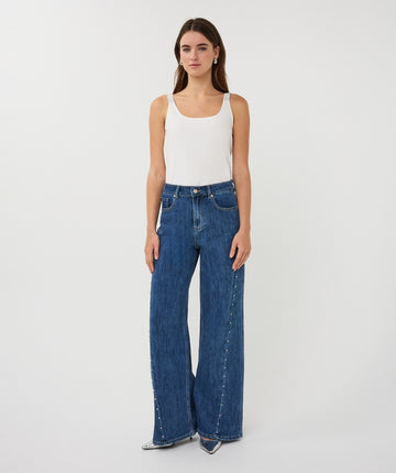 Esqualo White Cami With Lurex Straps