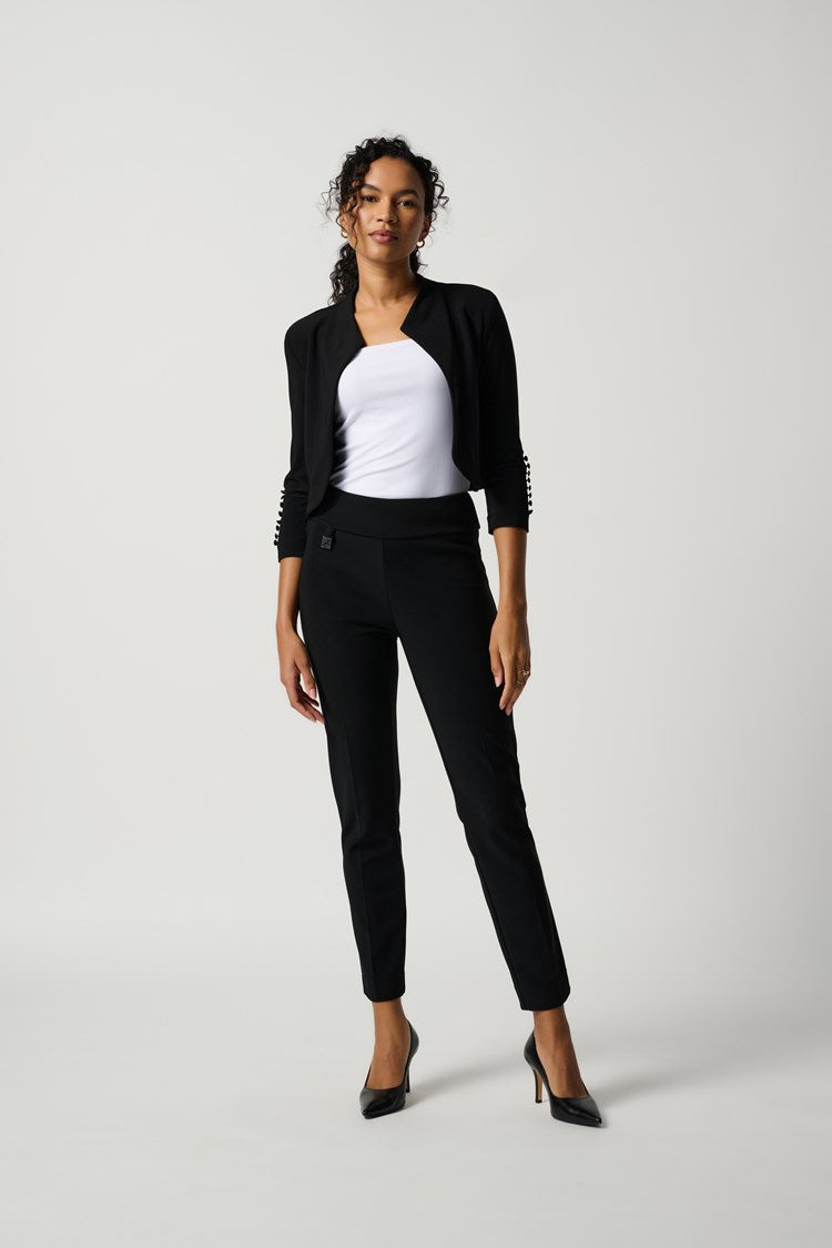 Essential Joseph Ribkoff Black Side Slit Detailed Trousers