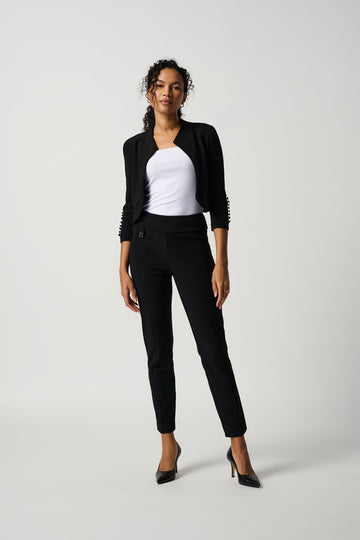 Essential Joseph Ribkoff Black Side Slit Detailed Trousers