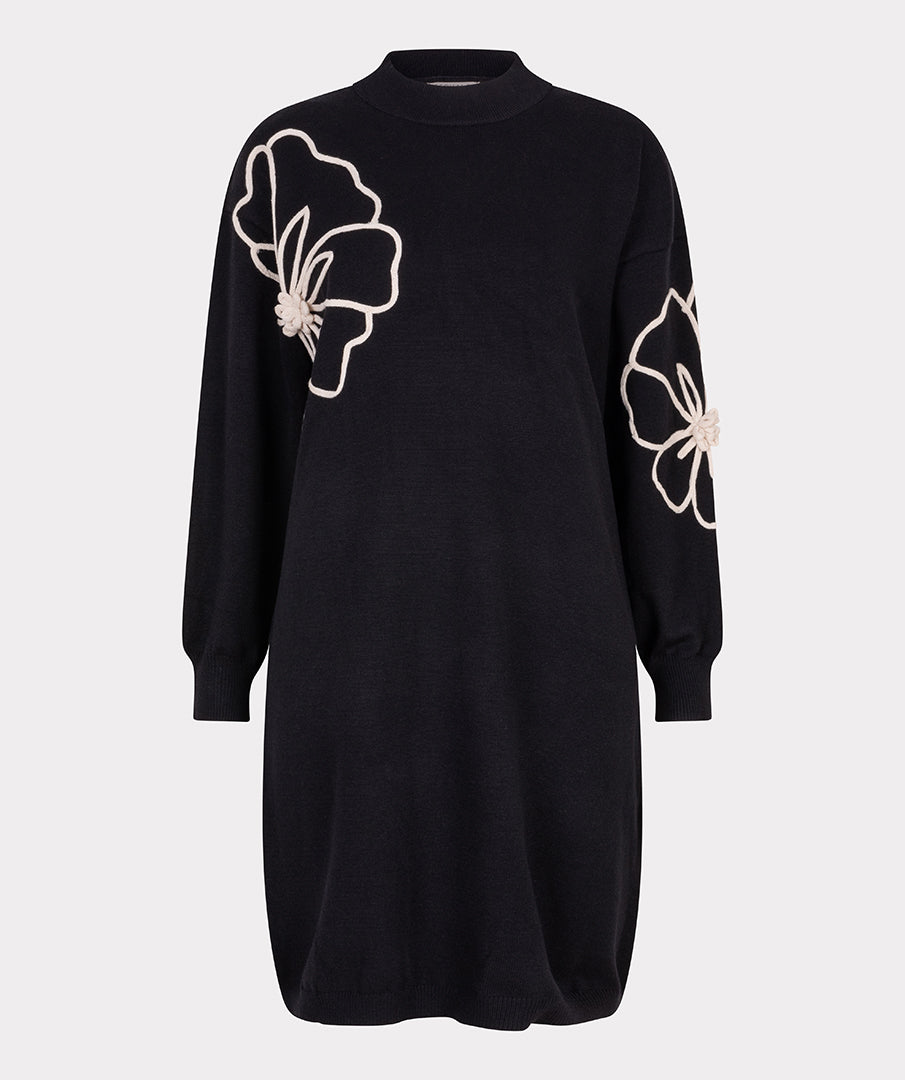 Esqualo Tape Flower Patch Sweater Dress