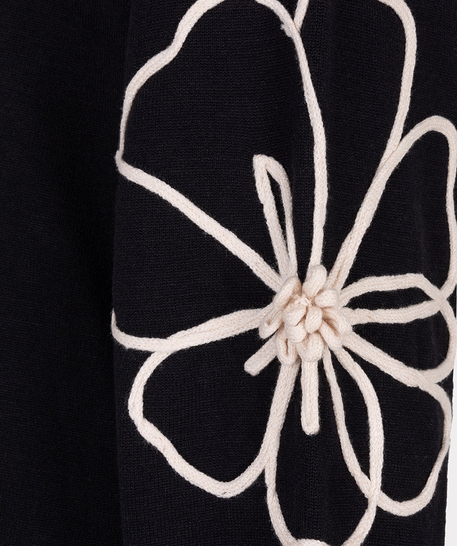 Esqualo Tape Flower Patch Sweater Dress