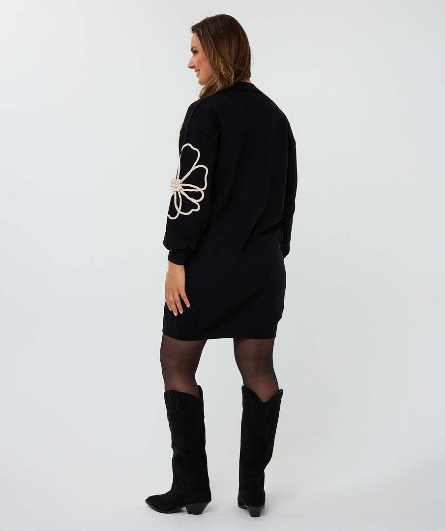 Esqualo Tape Flower Patch Sweater Dress