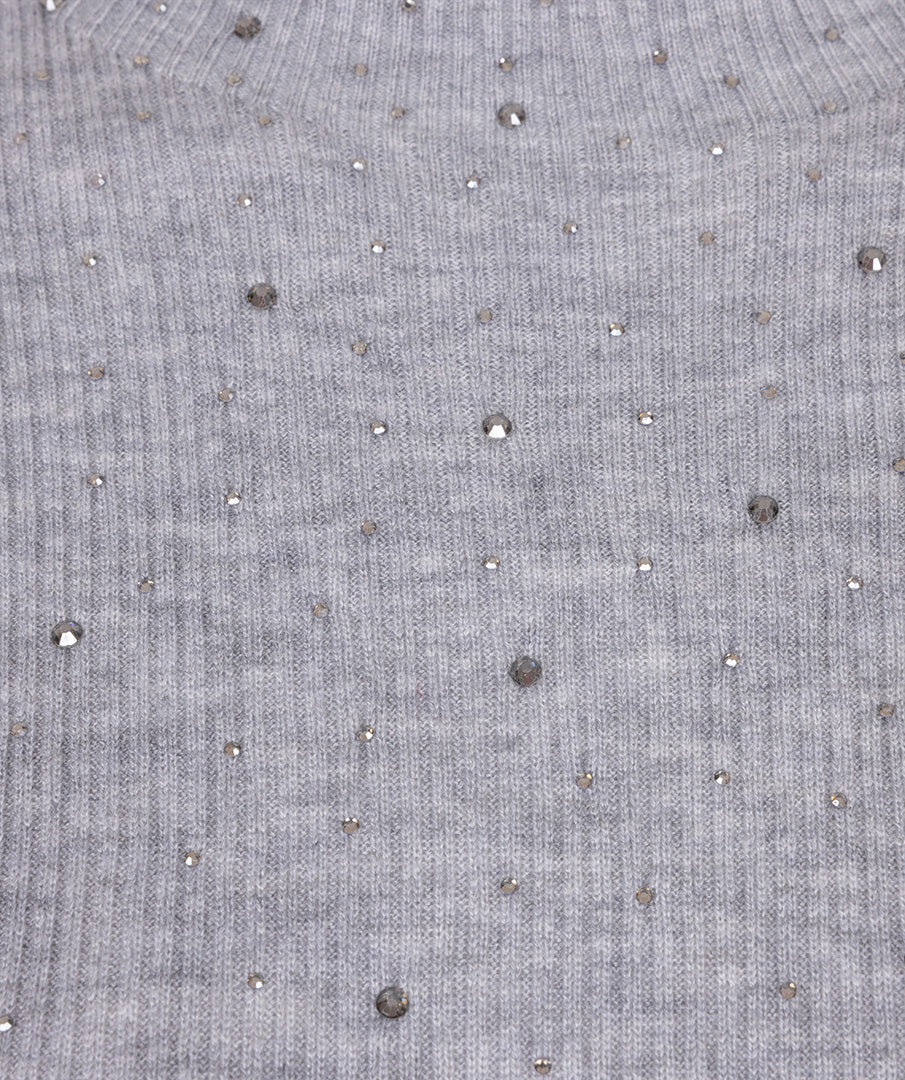 Esqualo Sparkle Ribbed Top Light Grey