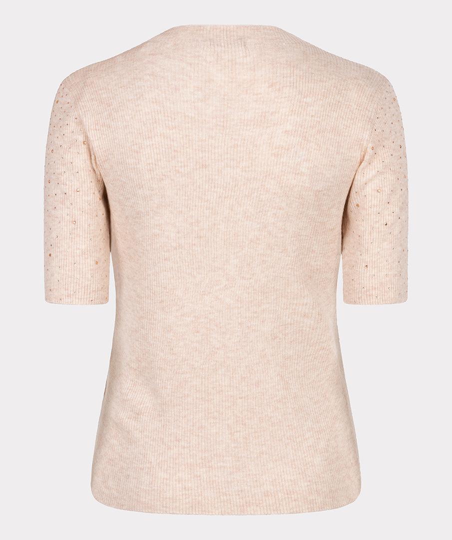 Esqualo Sparkle Ribbed Top Cream
