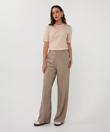 Esqualo Sparkle Ribbed Top Cream