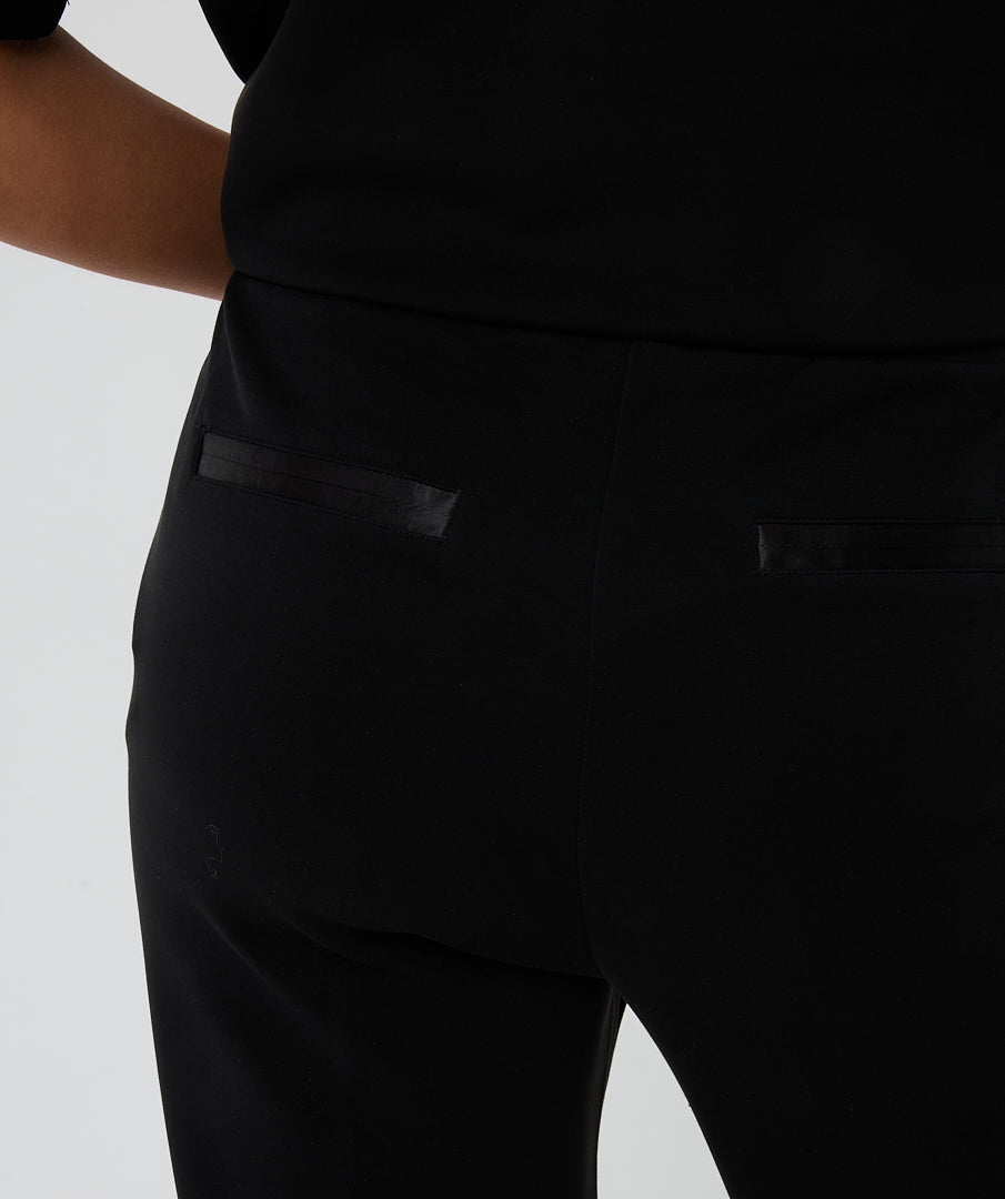 Esqualo Wide Leg Black Self-Tie Modal Trousers