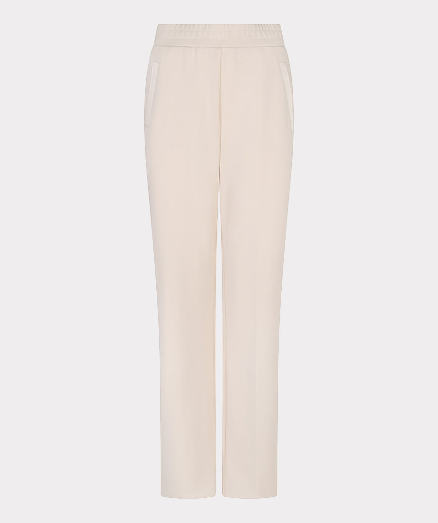 Esqualo Wide Leg Cream Self-Tie Modal Trousers