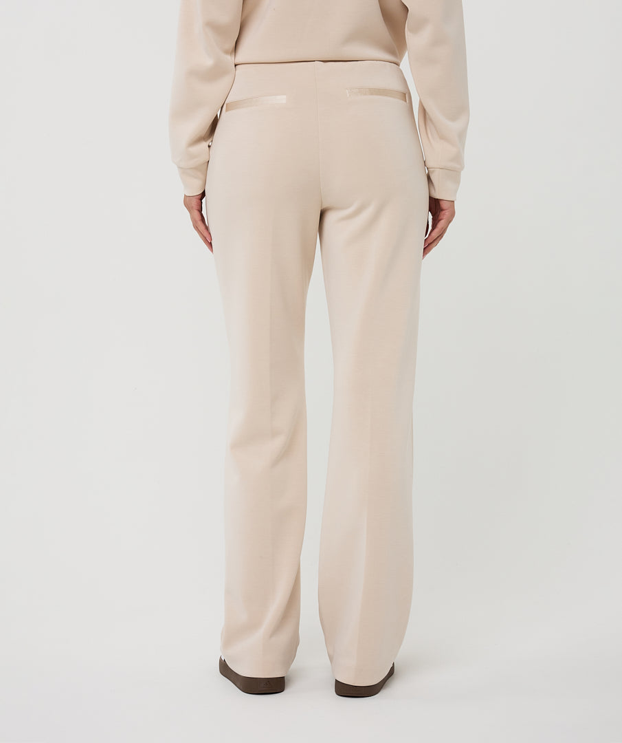 Esqualo Wide Leg Cream Self-Tie Modal Trousers