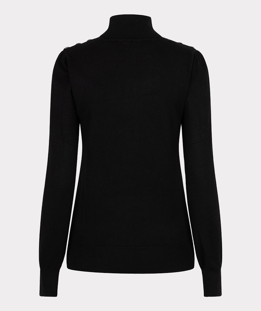 Esqualo Black Sweater With Button Shoulder Detail