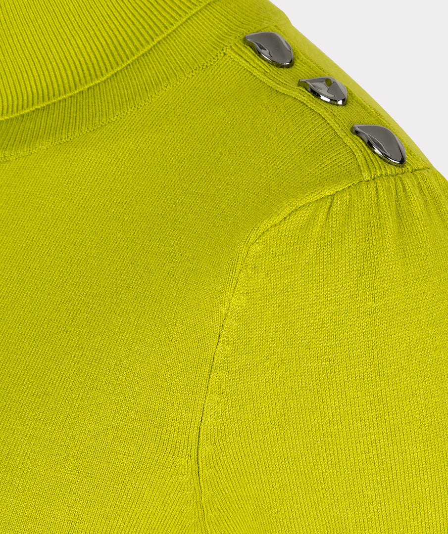 Esqualo City Lime Sweater With Button Shoulder Detail