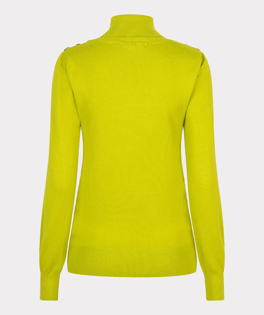 Esqualo City Lime Sweater With Button Shoulder Detail