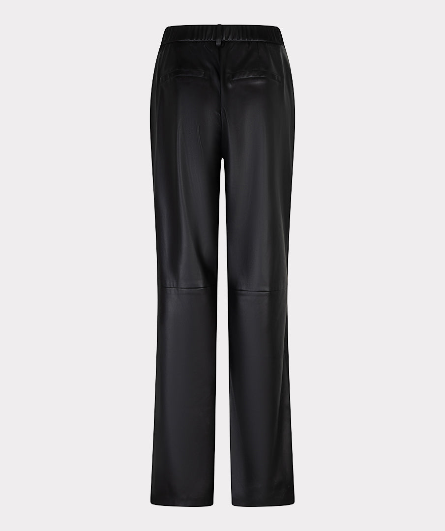 Esqualo Black Wide Leg Leather Trousers