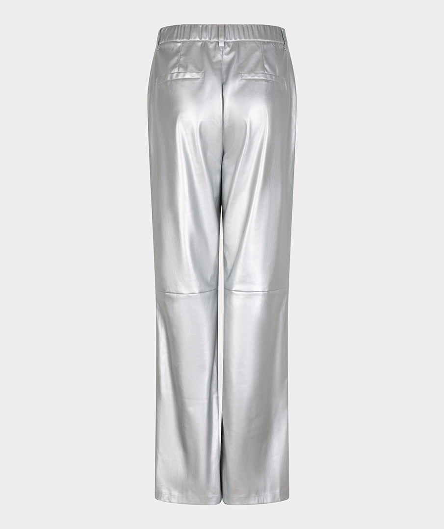 Esqualo Silver Wide Leg Leather Trousers