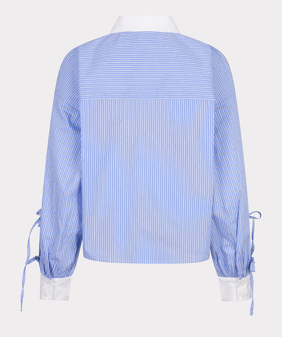 Esqualo Blue &amp; White Striped Gem Embellished Shirt