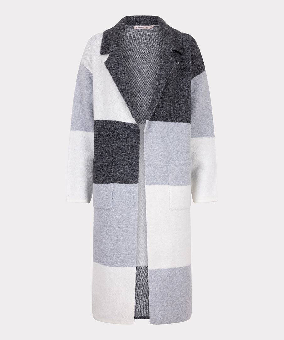 Esqualo Grey Colour Block Long Cardigan