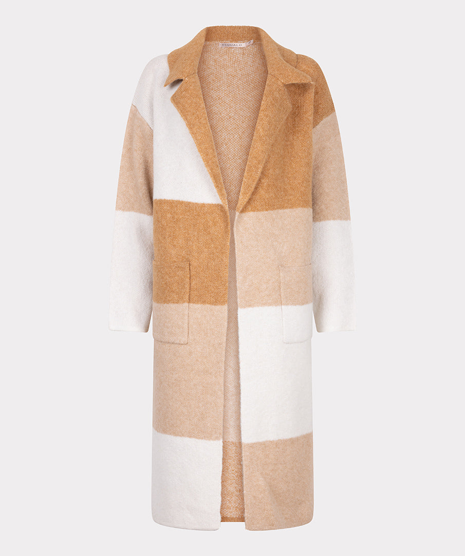 Esqualo Sand Colour Block Long Cardigan