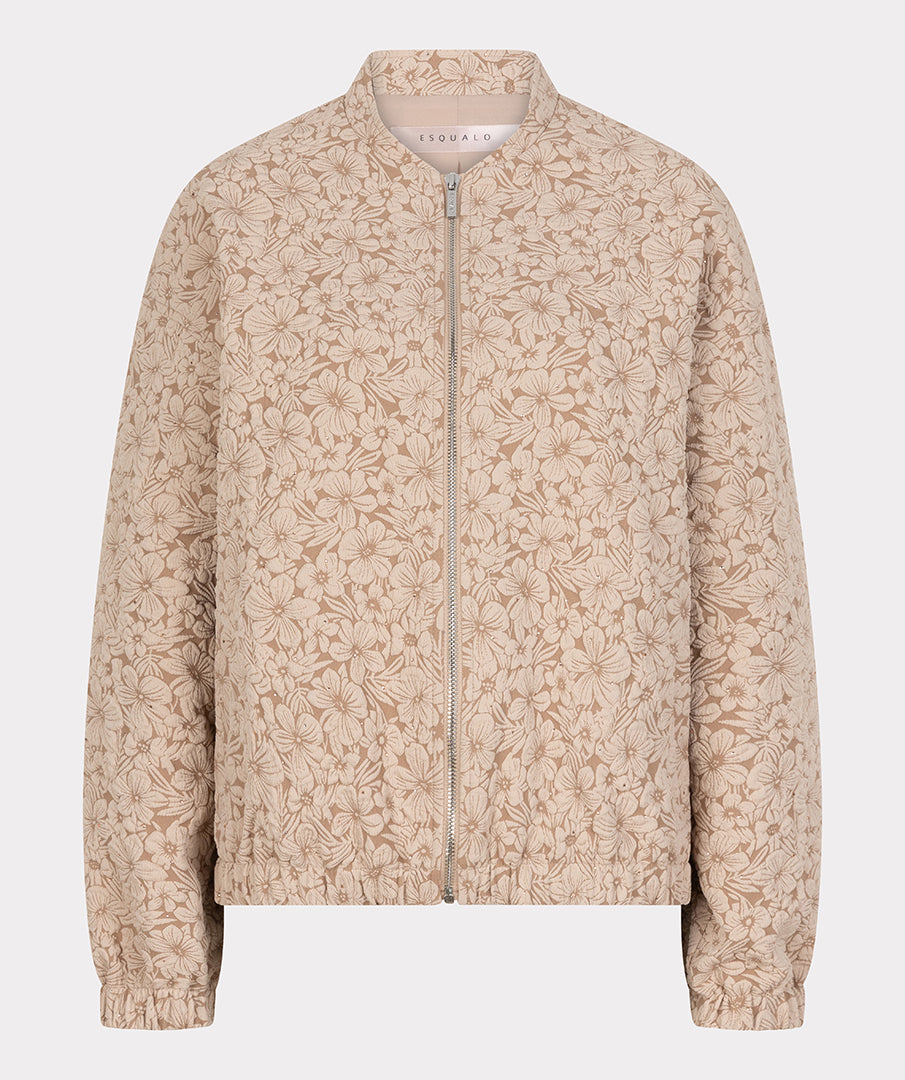 Esqualo Sand Floral Gem Embellished Bomber Jacket