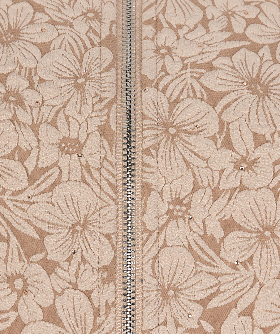 Esqualo Sand Floral Gem Embellished Bomber Jacket