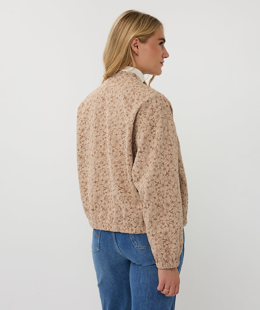 Esqualo Sand Floral Gem Embellished Bomber Jacket