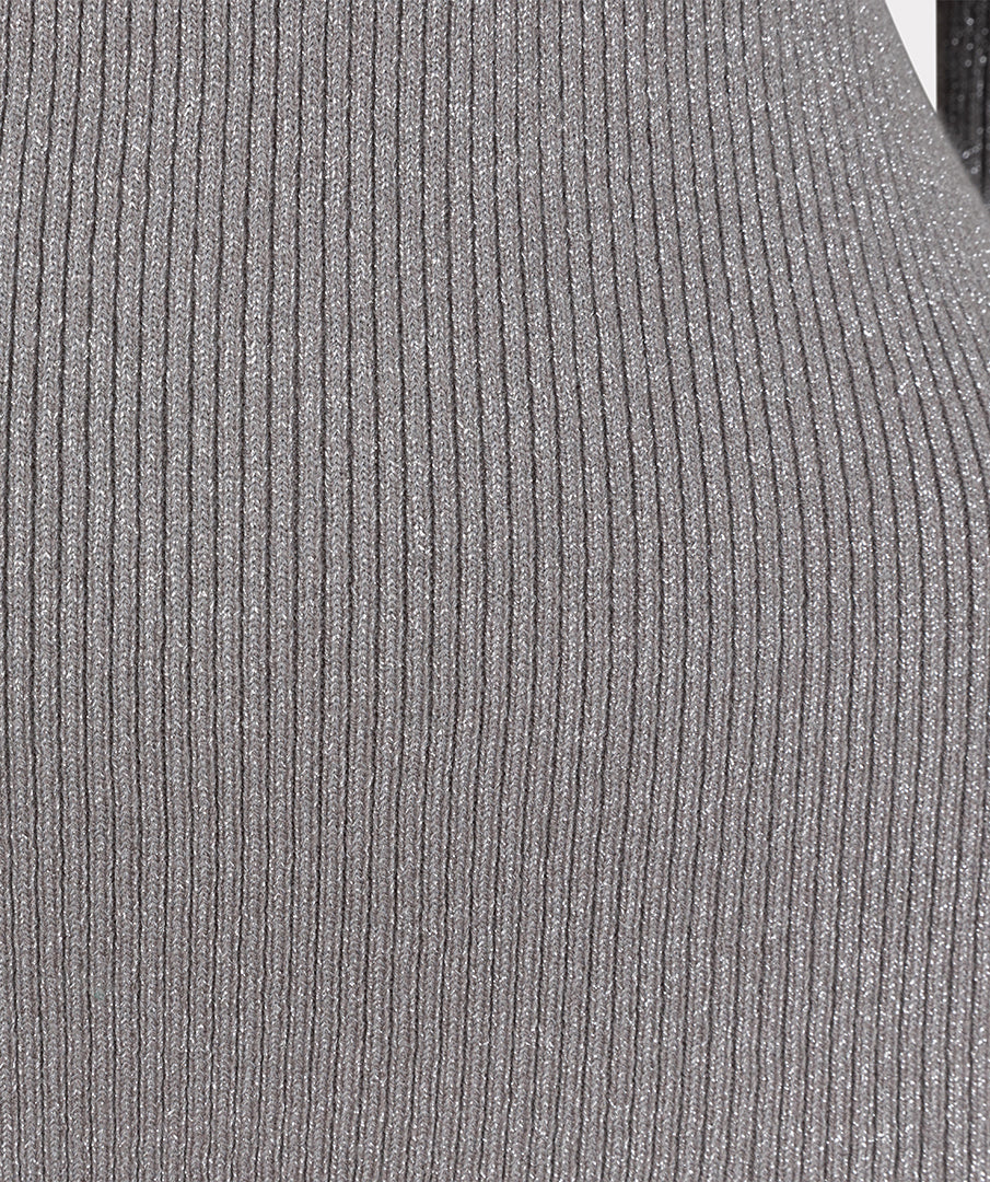 Esqualo Ribbed Lurex Mock neck Top