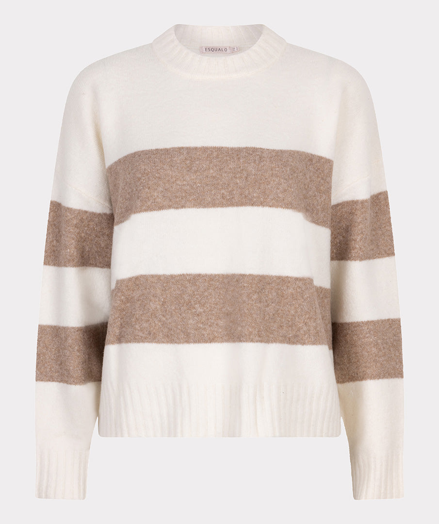 Esqualo Off-White And Tan Colorblock Sweater