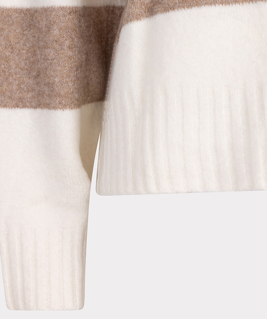 Esqualo Off-White And Tan Colorblock Sweater