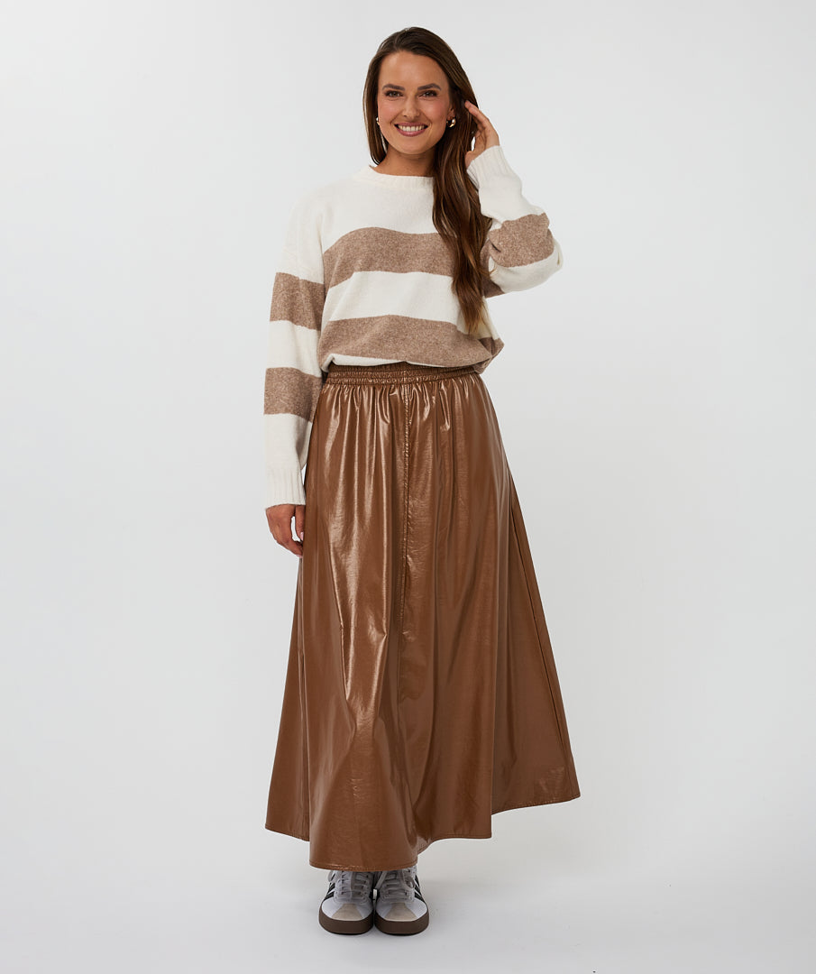 Esqualo Off-White And Tan Colorblock Sweater