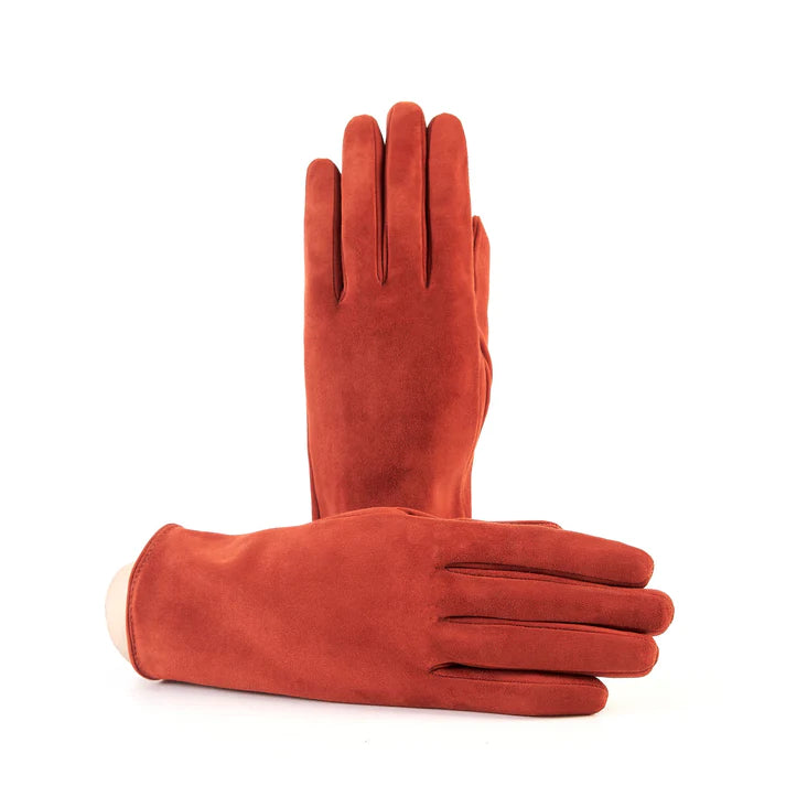 Gala Gloves Orange Suede Gloves With Piping &amp; Mix Cashmere Lining