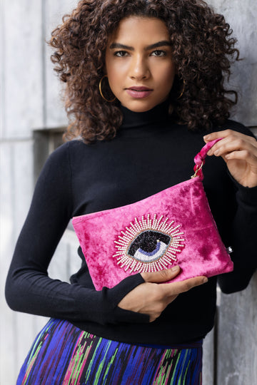 Emily Lovelock Pink Velvet Pouch