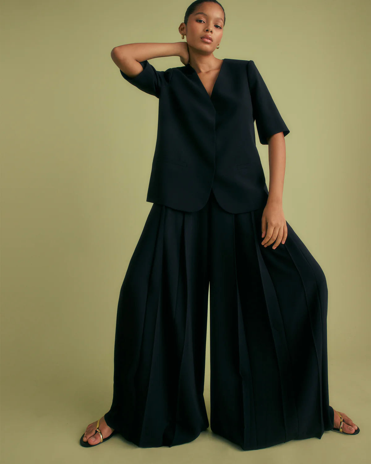 Florere Black Wide Leg Trousers