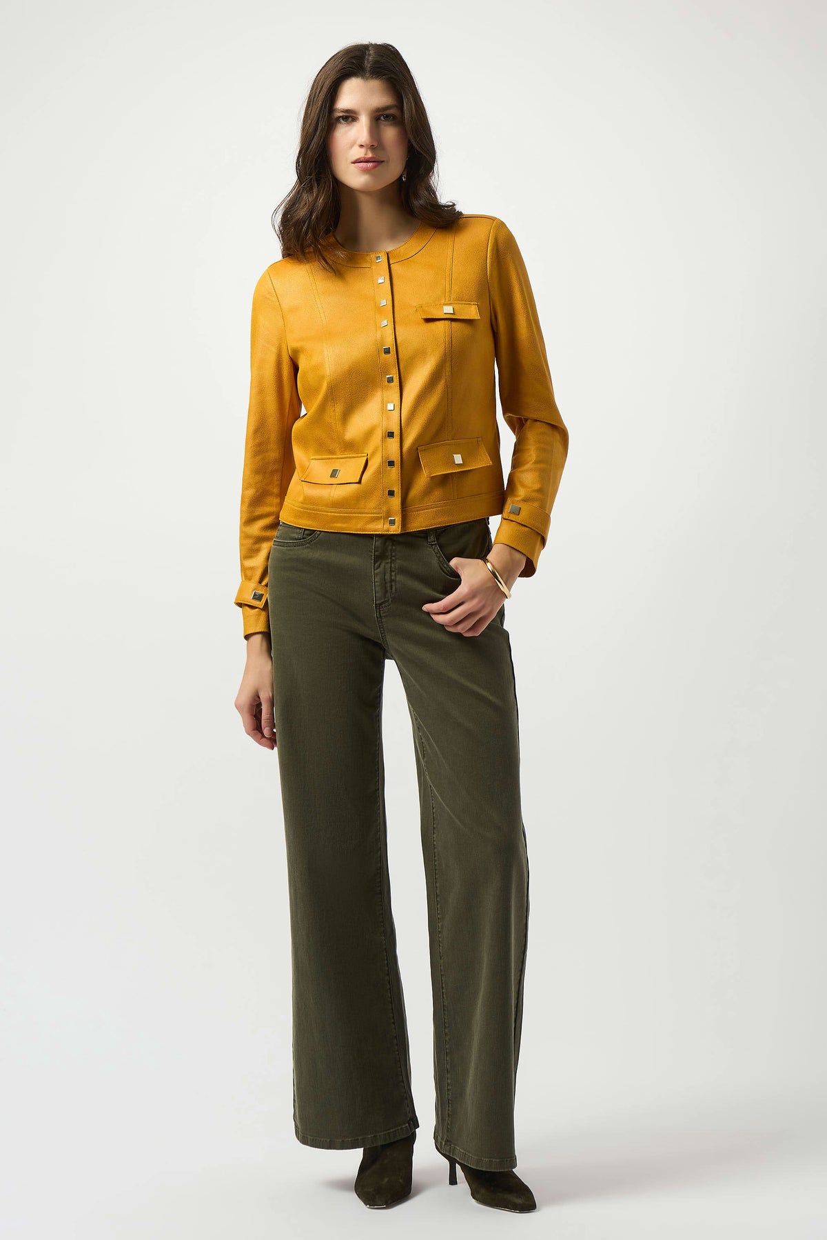  Foiled Faux Suede Fitted Jacket