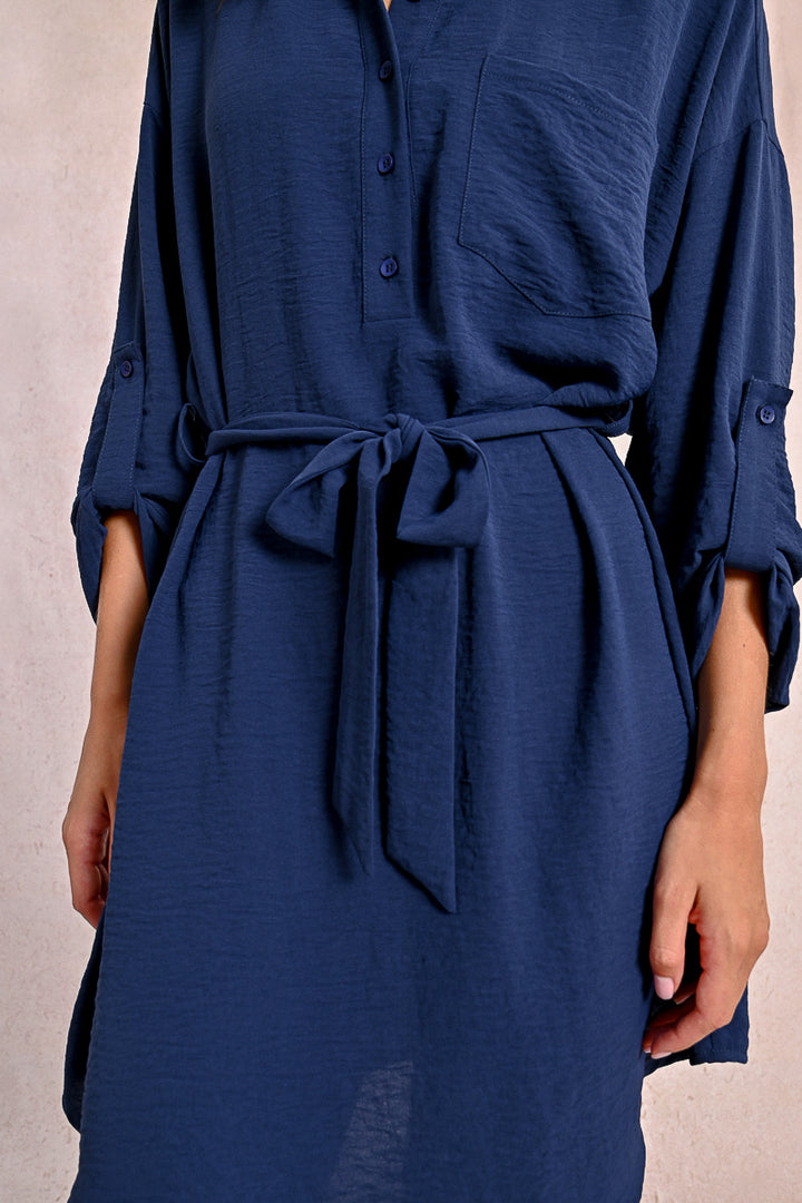 Molly Bracken Belted Navy Blue Dress