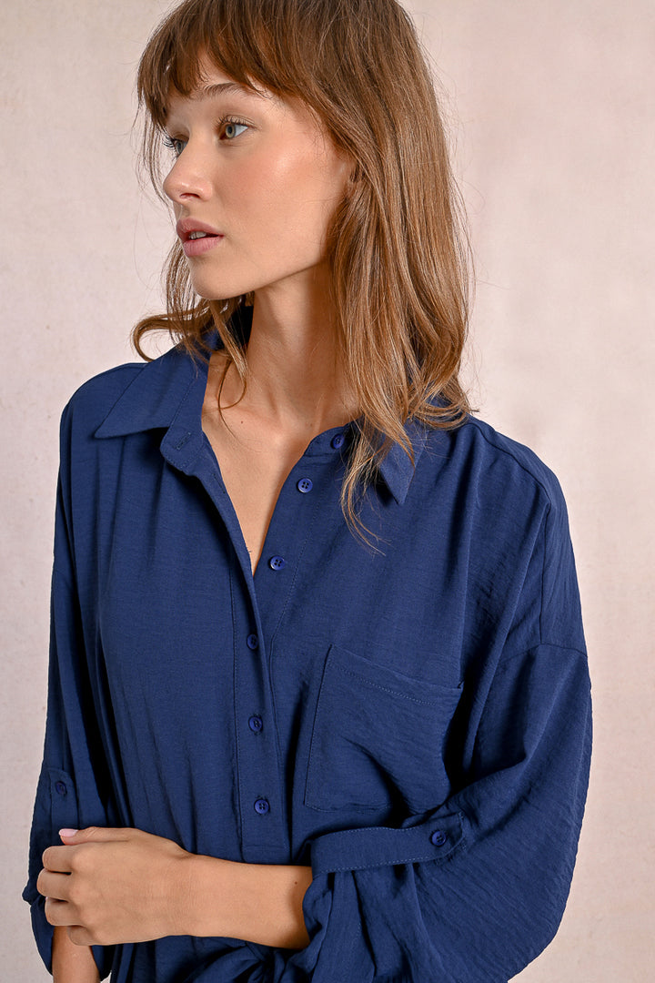 Molly Bracken Belted Navy Blue Dress