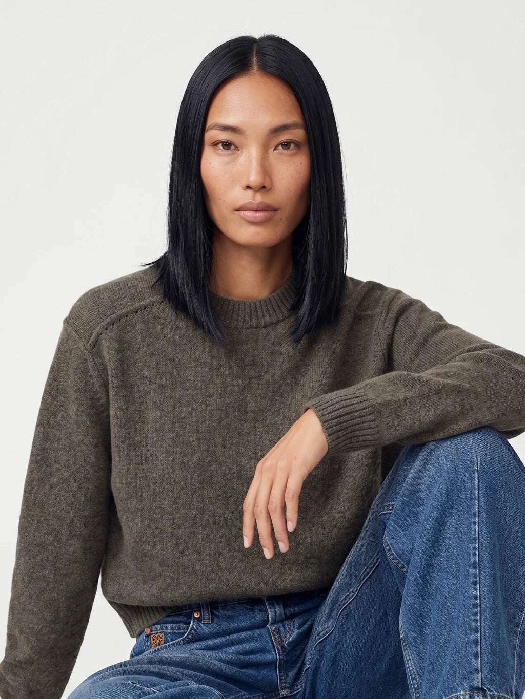 HEYANNO Grey Melange Rumi Darling Knit In Lama Wool