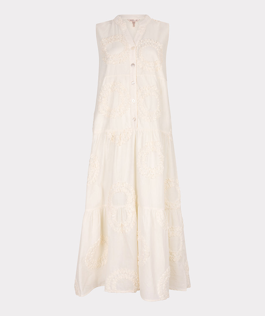 Esqualo Light Sand Dress With Flower Embroidery