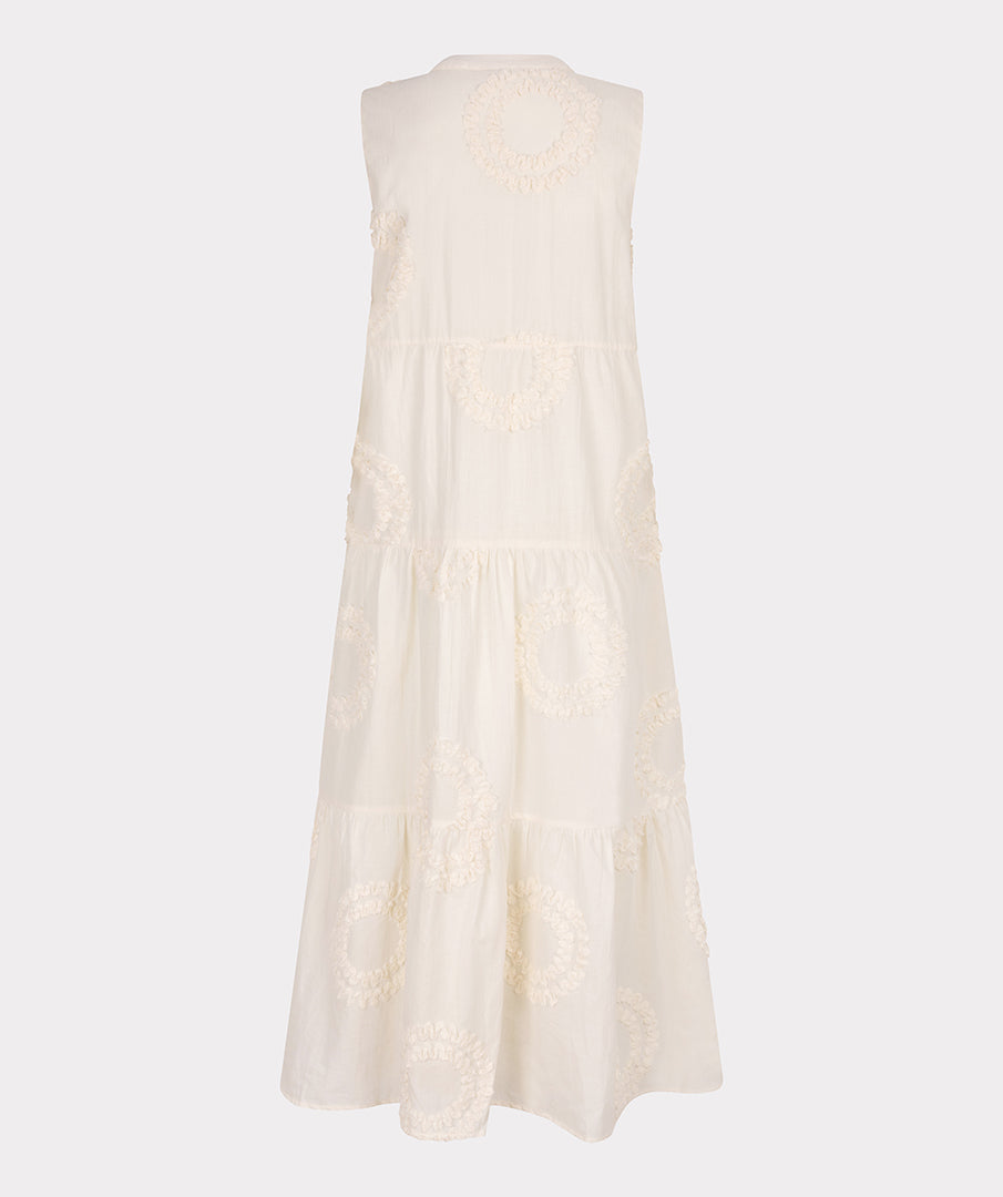 Esqualo Light Sand Dress With Flower Embroidery