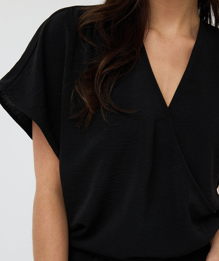 Esqualo Black Wrap Style Top